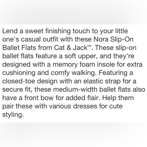 Cat & Jack “Nora” Slip-On Ballet Flats, Toddler Girls’ 10 White, NWT & BNIP - Picture 4 of 9